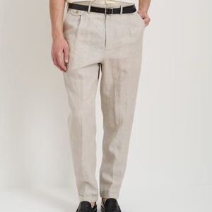 Alex Mill Pleated Trousers Pants in Flax Linen